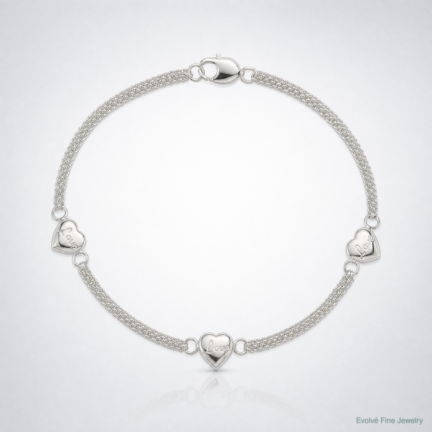 Sterling Silver Heart with Love Bracelet - Lifestyle View