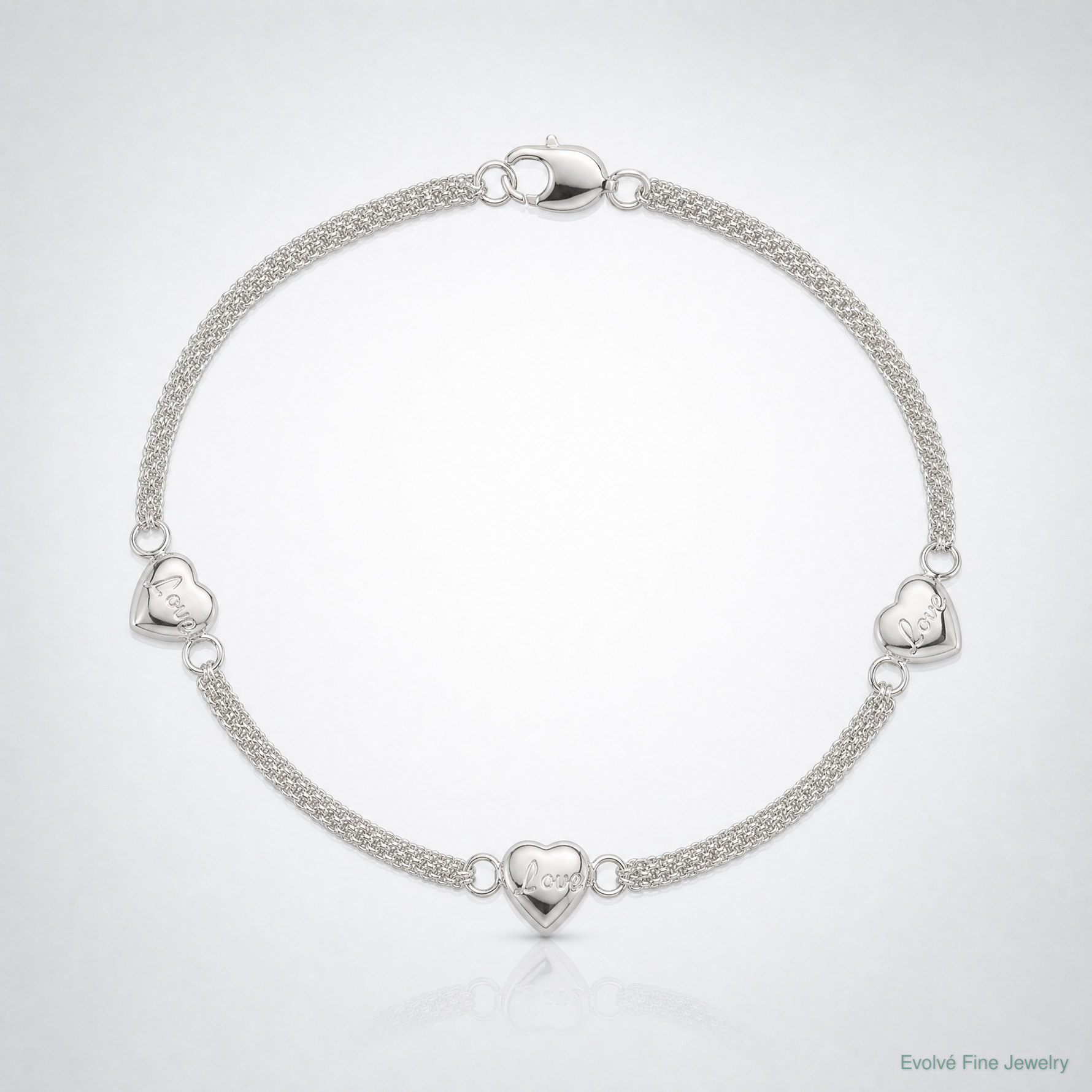 Sterling Silver Heart with Love Bracelet - Lifestyle View