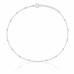 Sterling Silver 1mm Beaded Chain 9in Plus 1in ext. Anklet - Lifestyle View