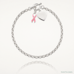 Sterling Silver Fancy Engraveable Heart with Pink Ribbon Bracelet - Lifestyle View