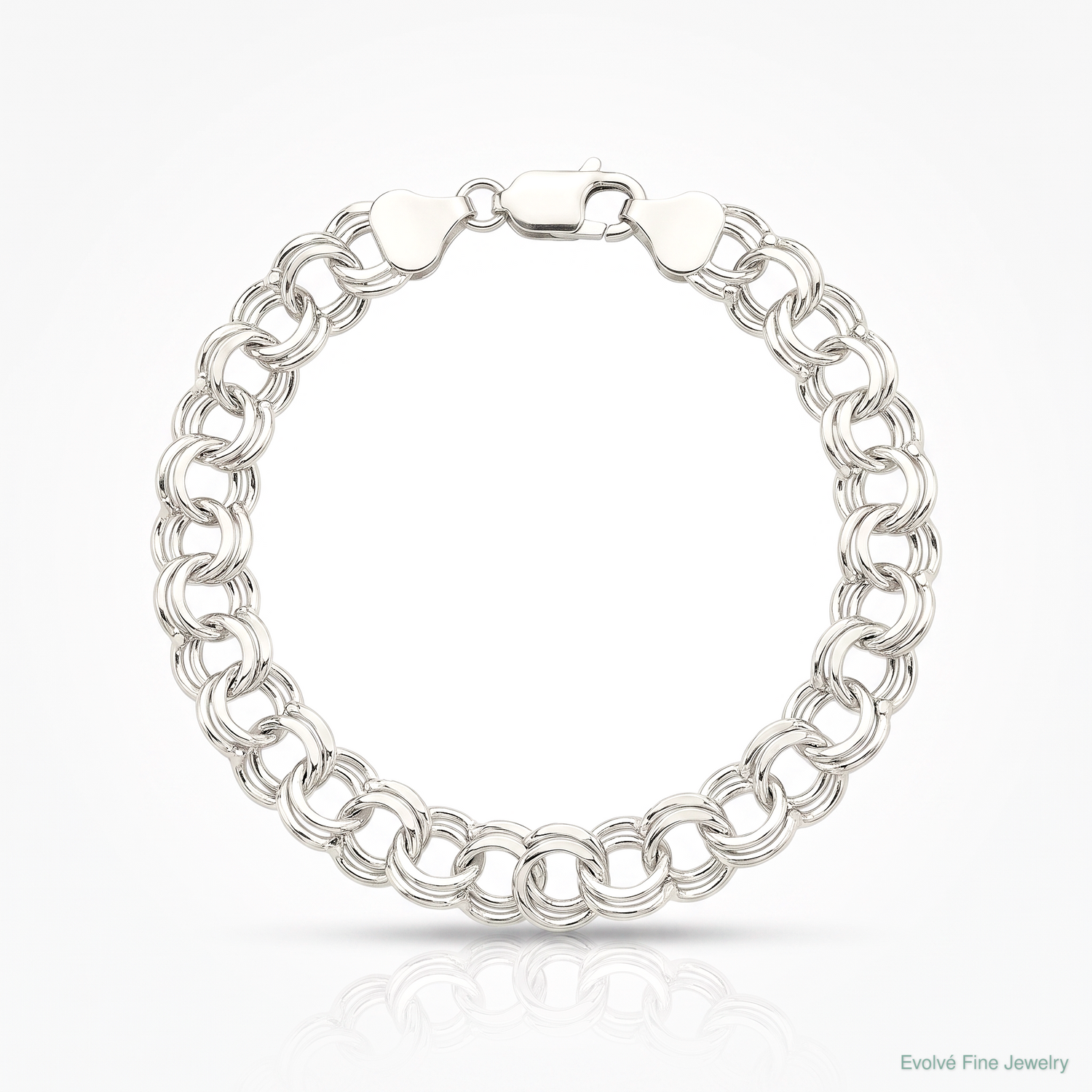 Sterling Silver 7.6mm Double Link Charm Bracelet - Lifestyle View