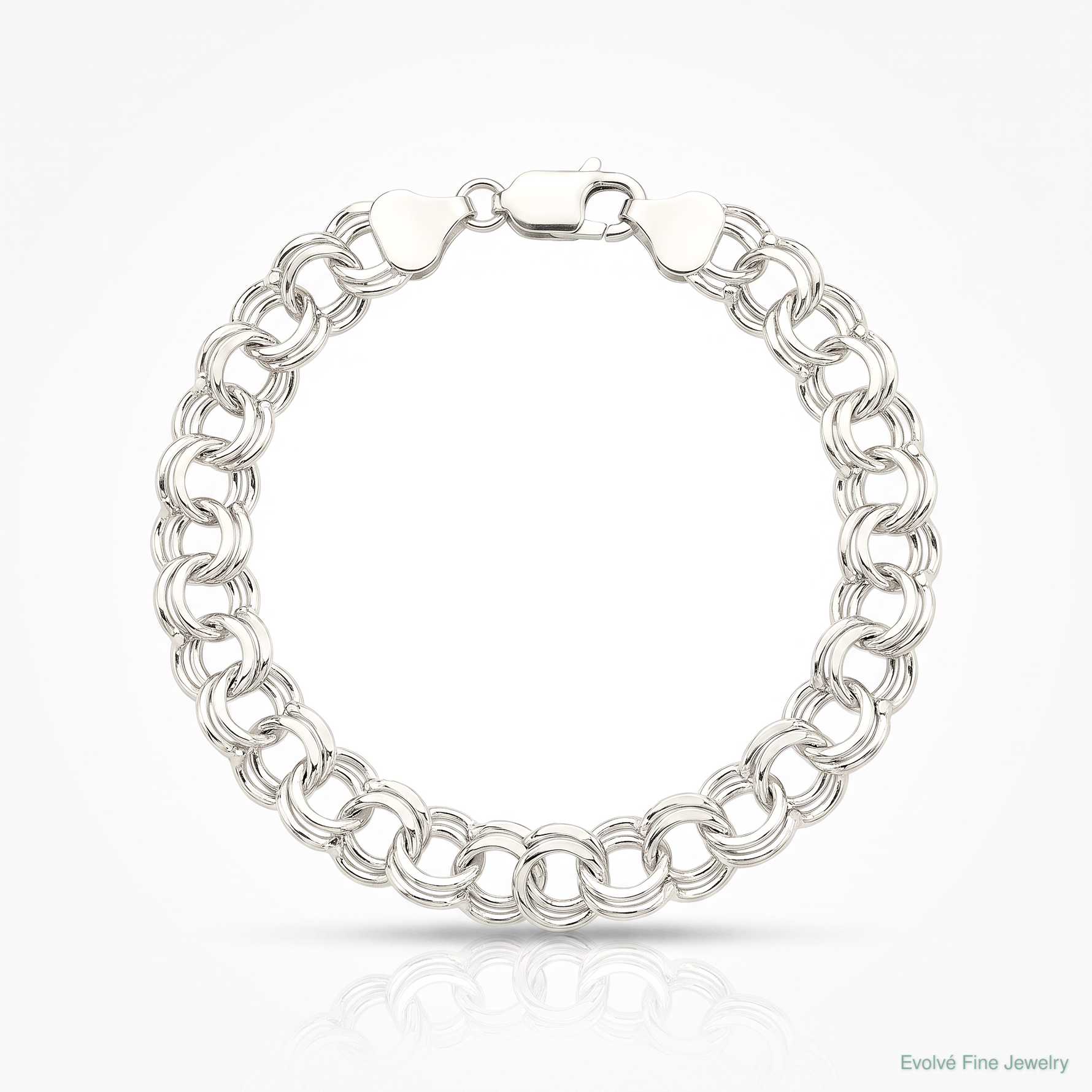 Sterling Silver 7.6mm Double Link Charm Bracelet - Lifestyle View