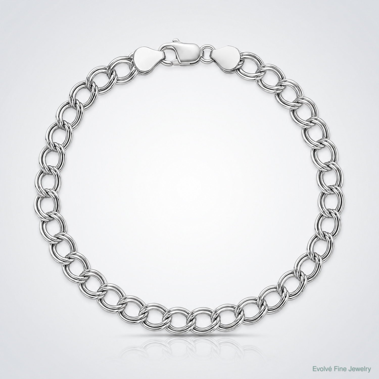Sterling Silver Amore La Vita Rhod-pl 6mm Double Link Charm Bracelet - Lifestyle View