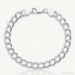Sterling Silver RH-plated 7.5mm Semi-Solid Double Link Charm Bracelet - Lifestyle View