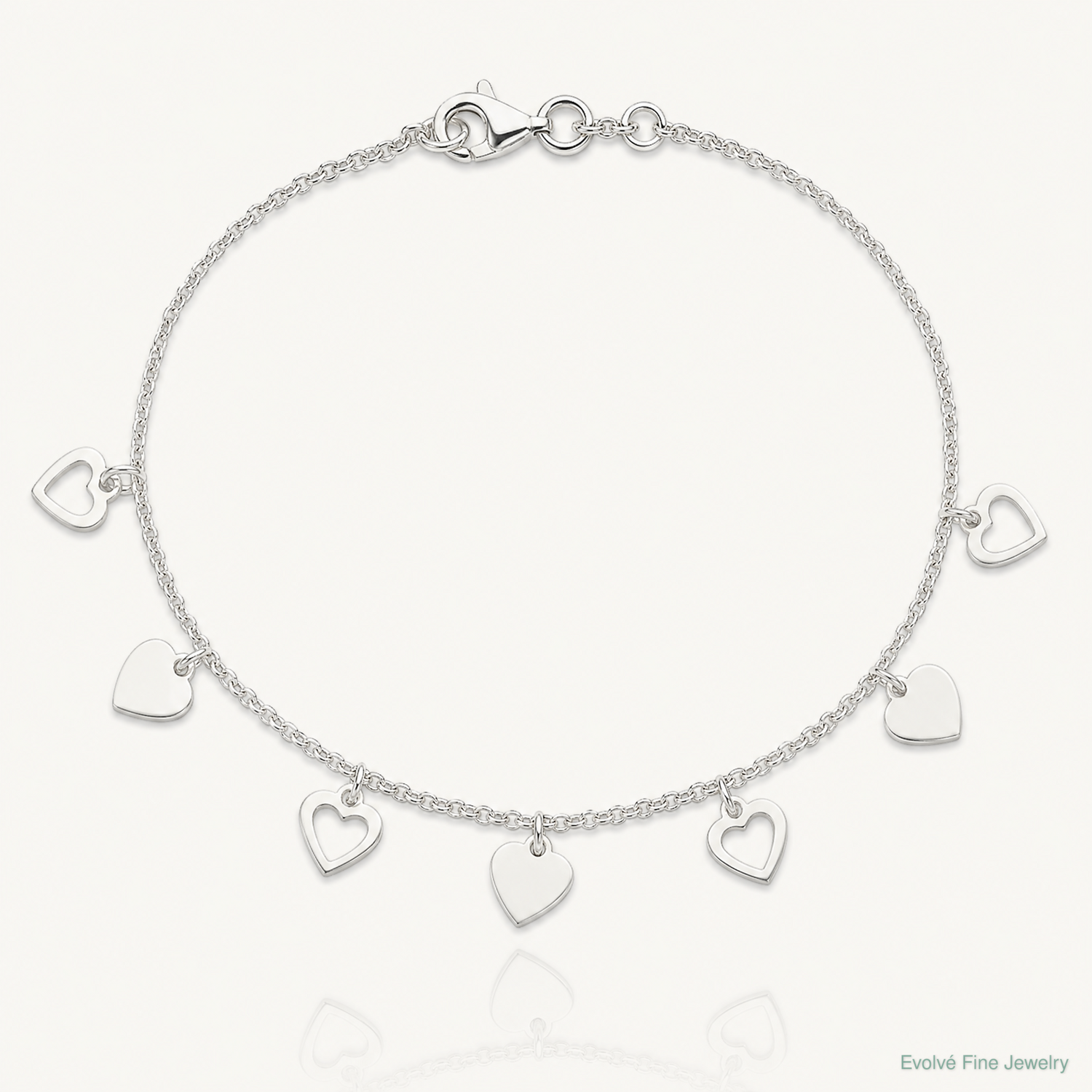 Sterling Silver w/ Hearts Bracelet - Lifestyle View
