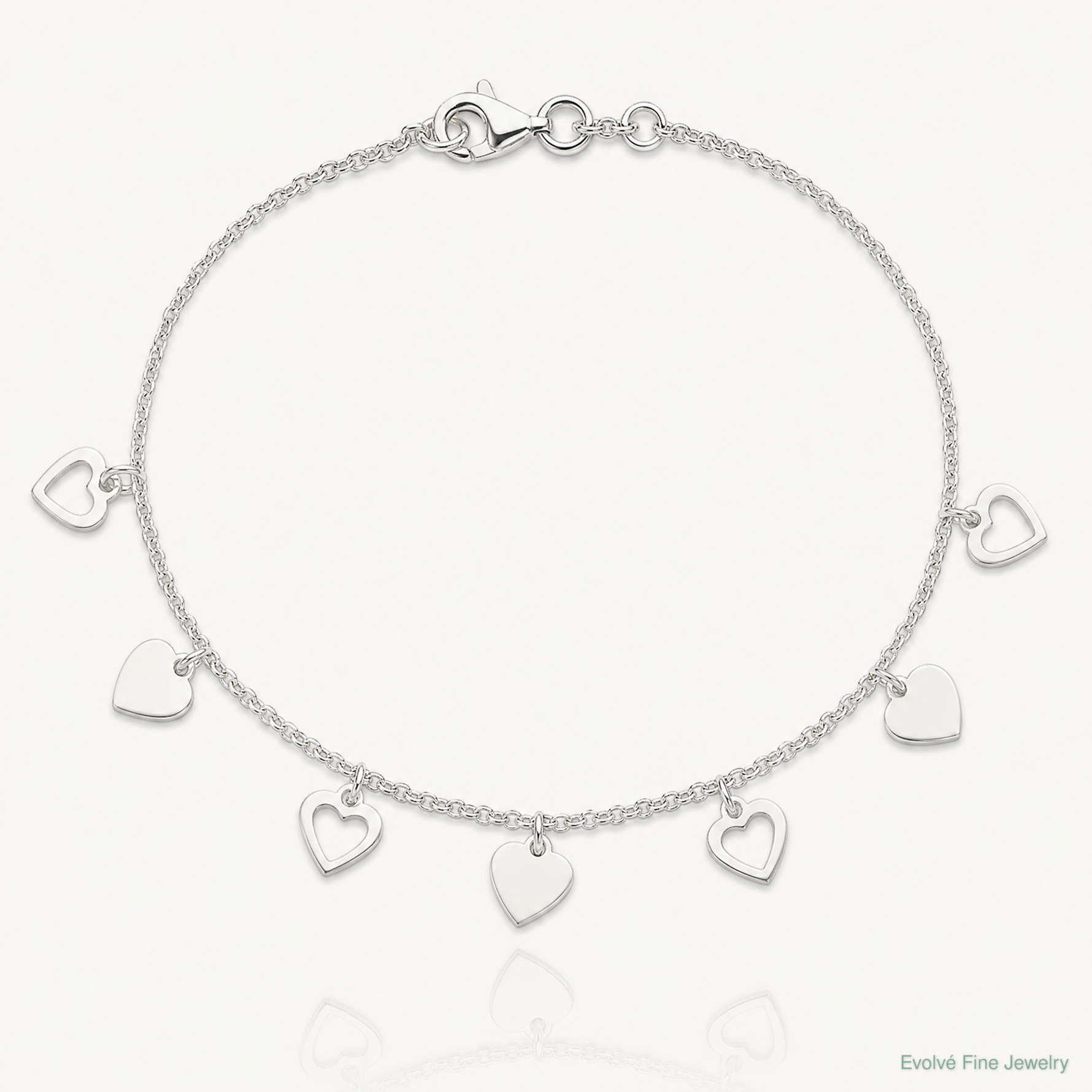 Sterling Silver w/ Hearts Bracelet - Lifestyle View