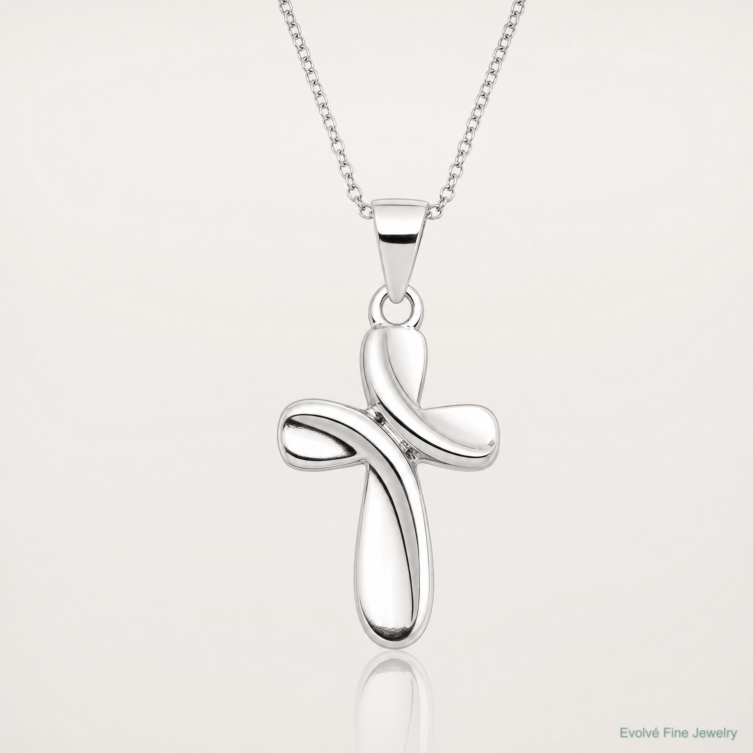 Sterling Silver Rhodium-plated Cross Necklace - Lifestyle View
