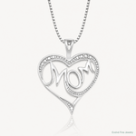 Sterling Silver Rhodium-plated Diam. Mom Necklace - Lifestyle View