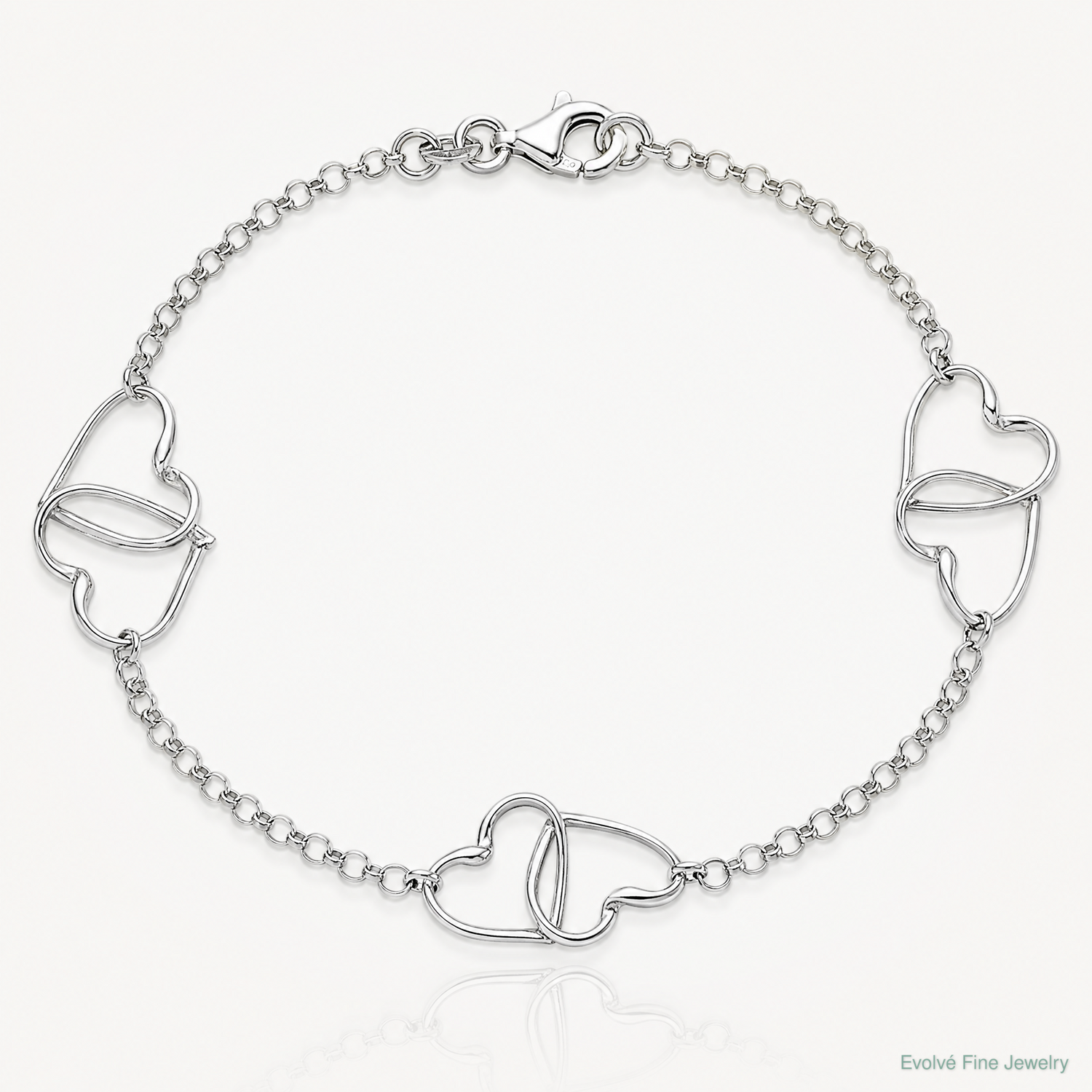 Sterling Silver Rhodium Plated Heart Bracelet - Lifestyle View