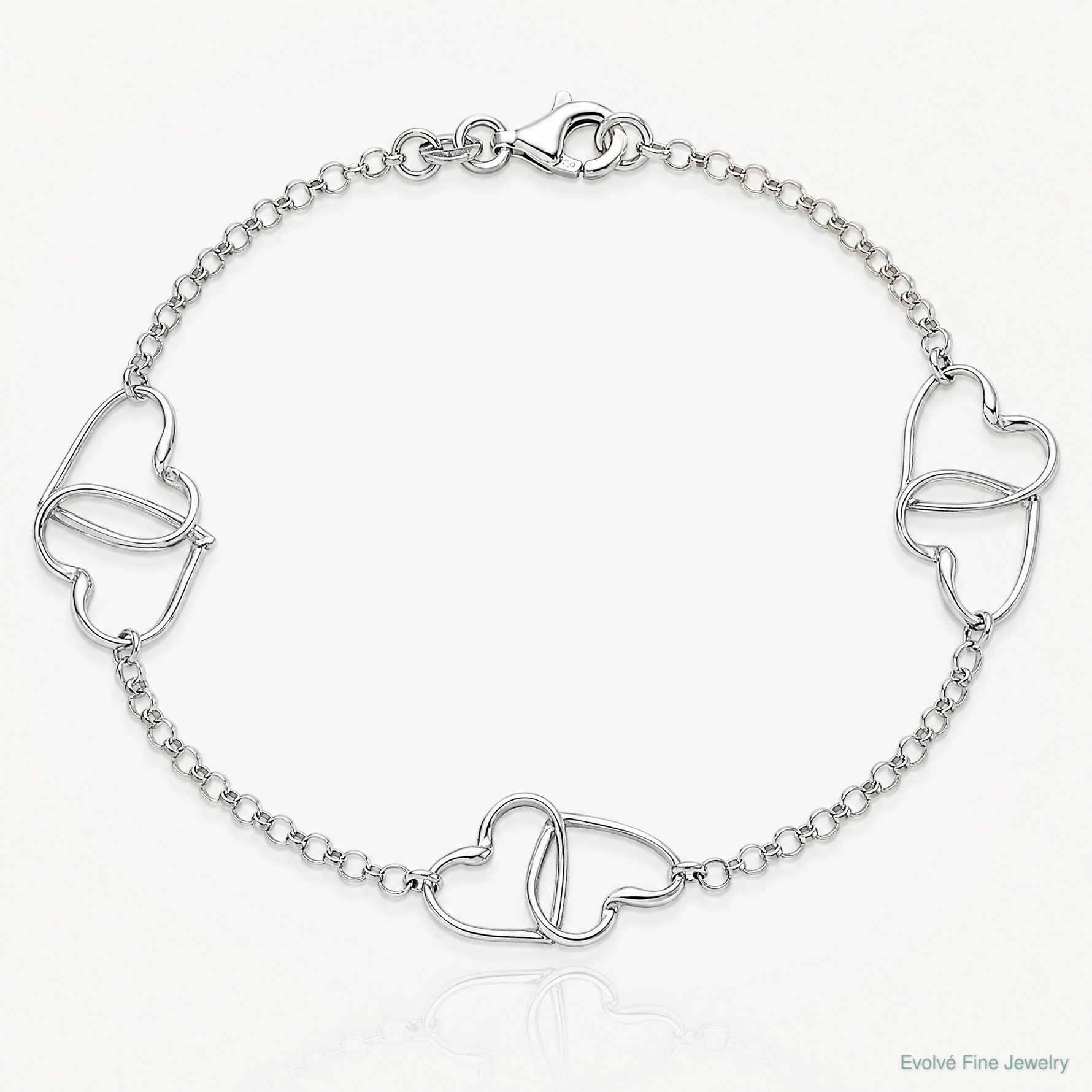 Sterling Silver Rhodium Plated Heart Bracelet - Lifestyle View
