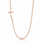 Sterling Silver RG-plated Small Off-Set Sideways Curved Cross Necklace - Lifestyle View