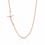 Sterling Silver RG-plated Large Off-Set Sideways Curved Cross Necklace - Lifestyle View