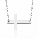 Sterling Silver Rhodium-plated Large Sideways Cross Necklace - Lifestyle View