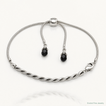Sterling Silver Antiqued Reflections Black Crystal Adjustable Bracelet - Lifestyle View