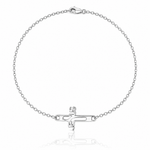 Sterling Silver Rhodium-plated Jesus Cross Anklet - Lifestyle View
