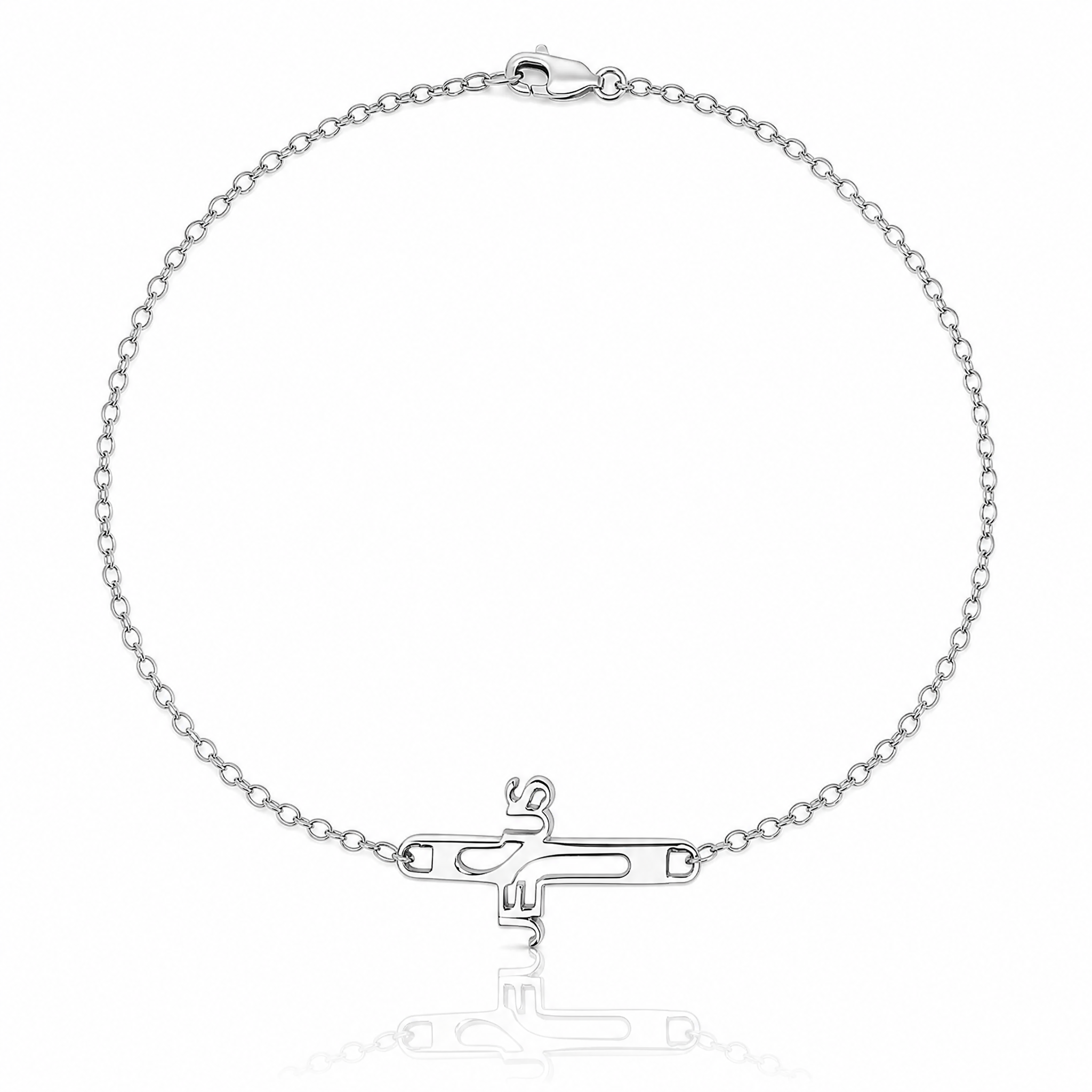 Sterling Silver Rhodium-plated Jesus Cross Anklet - Lifestyle View