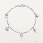 Sterling Silver Rhodium-plated Beach Theme 7 inch Charm Bracelet - Lifestyle View