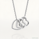 Sterling Silver Rhodium-plated 18in Hearts Necklace - Lifestyle View
