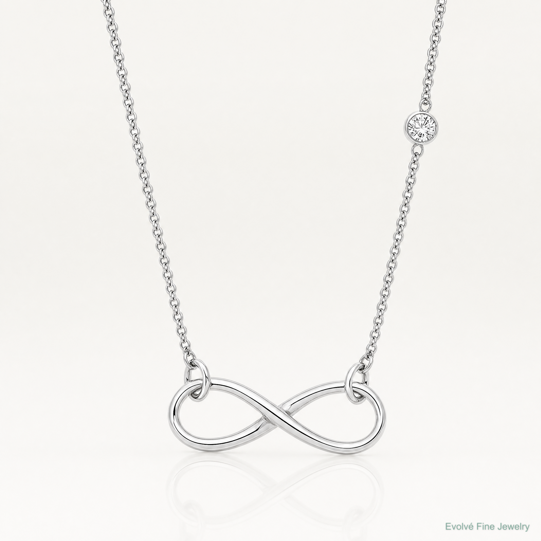 Sterling Silver Rhodium-plated CZ Infinity Knot Necklace - Lifestyle View