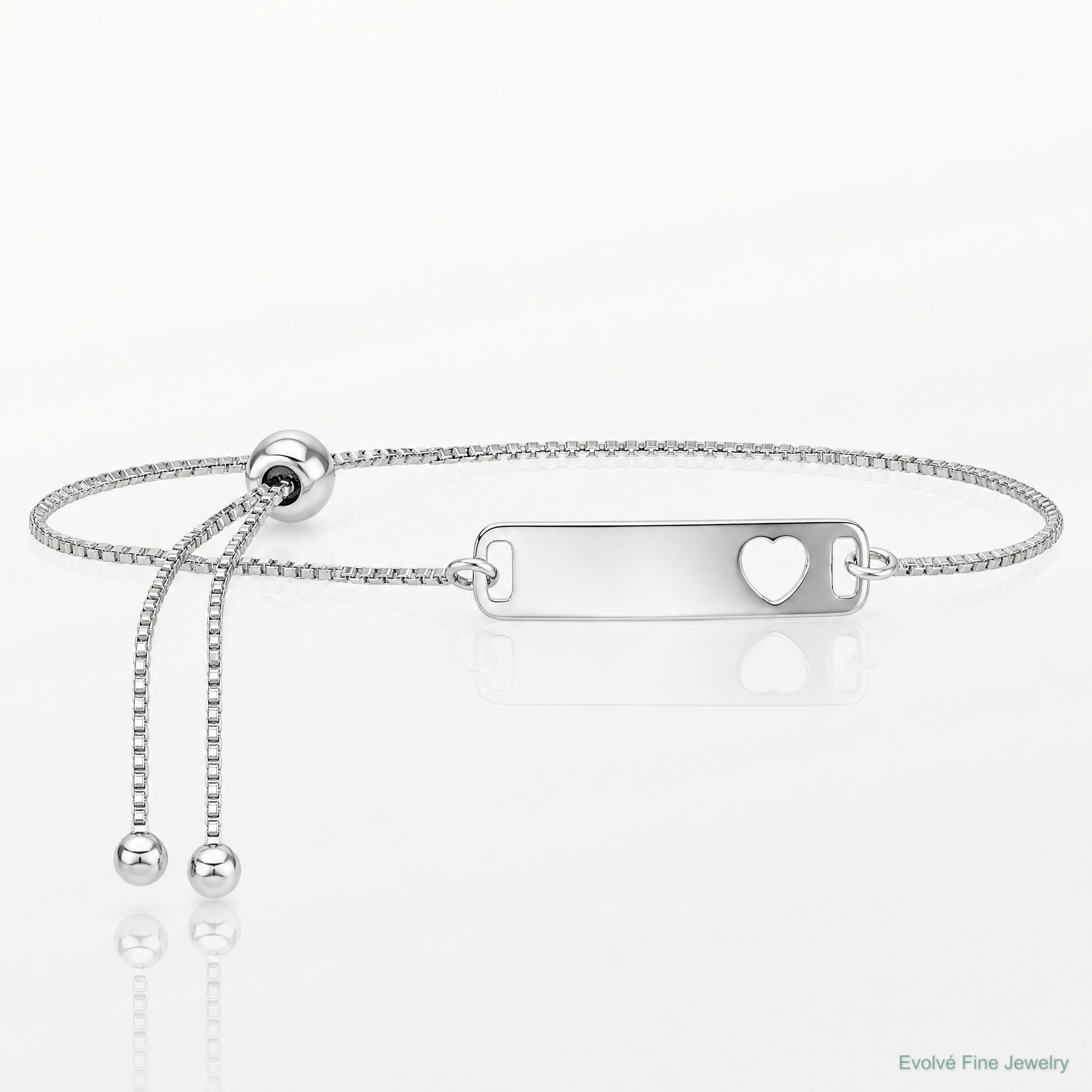 Sterling Silver Polished Bar w/ Heart Adjustable Bracelet - Lifestyle View