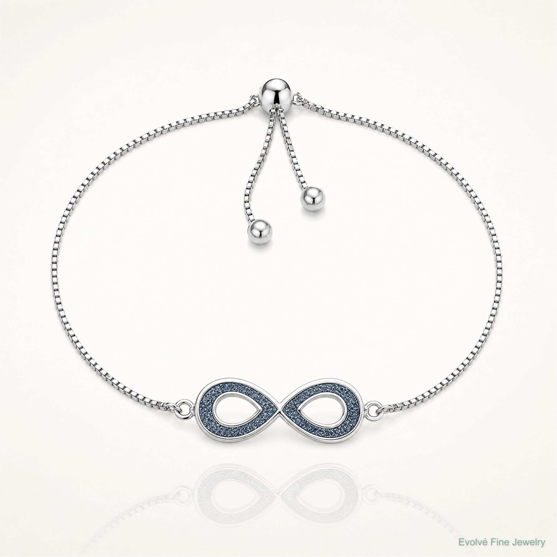 Sterling Silver Rhod-pltd Glitter Infused Infinity Adjustable Bracelet - Lifestyle View