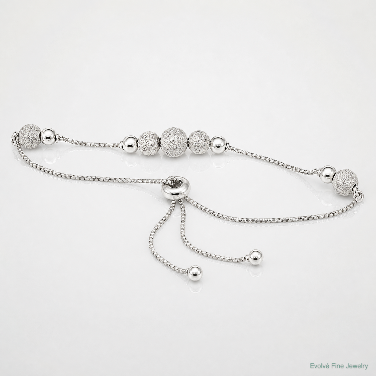 Sterling Silver Beaded Adjustable Bracelet - Lifestyle View