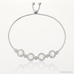 Sterling Silver RH-plated Created Opal and CZ Adjustable Bracelet - Lifestyle View
