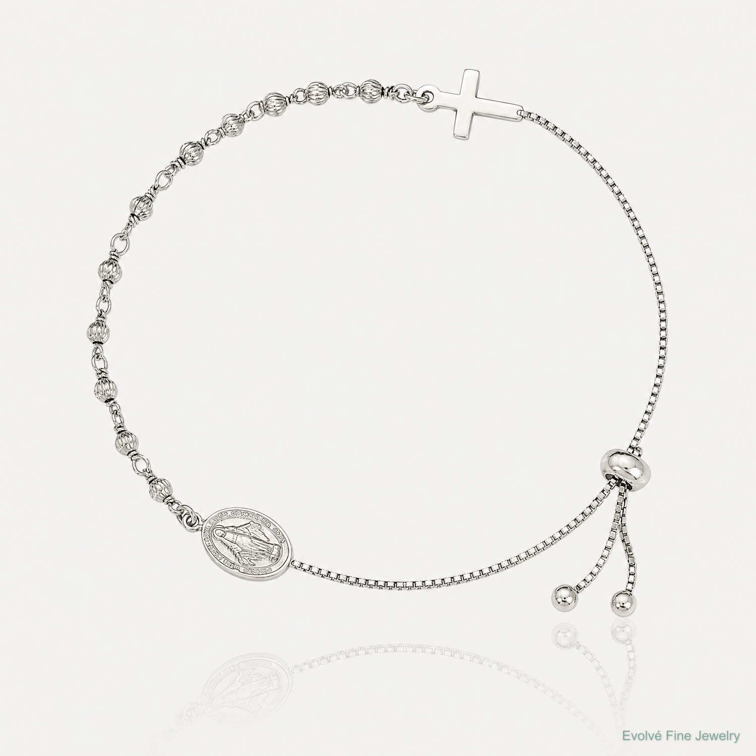 Sterling Silver Miraculous Medal Adjustable Bracelet - Lifestyle View