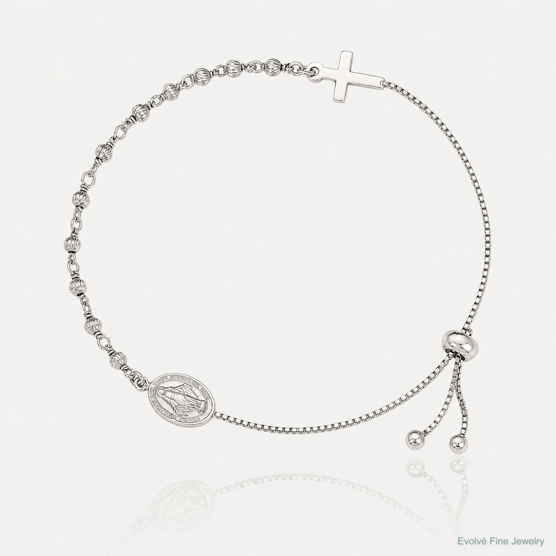 Sterling Silver Miraculous Medal Adjustable Bracelet - Lifestyle View