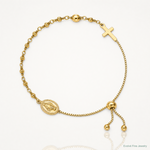 Sterling Silver Gold-tone Miraculous Medal Adjustable Bracelet - Lifestyle View