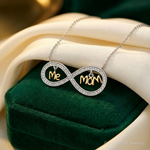 Sterling Silver Gold-plated MOM and ME CZ Infinity Necklace - Lifestyle View