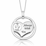 Sterling Silver Rhod-pltd Crystal Angel Enamel Heart Necklace - Lifestyle View