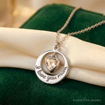 Sterling Silver Rhod-pltd CZ Heart LOVE YOU MOM w/2in ext Necklace - Lifestyle View
