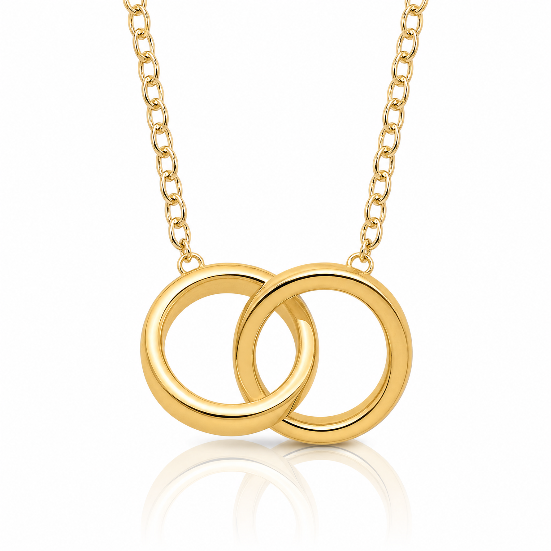 Sterling Silver Gold-tone Polished 2-Rings Necklace - Lifestyle View