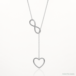 Sterling Silver Rhod-plated Infinity Drop Heart w/2 in ext Necklace - Lifestyle View