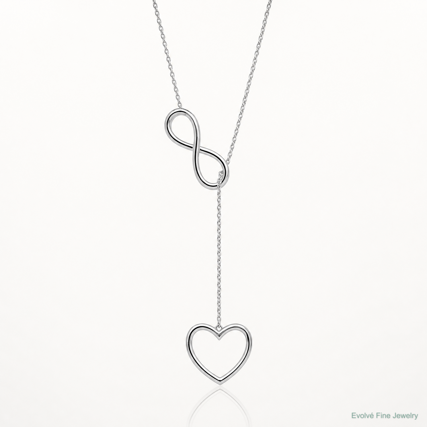 Sterling Silver Rhod-plated Infinity Drop Heart w/2 in ext Necklace - Lifestyle View