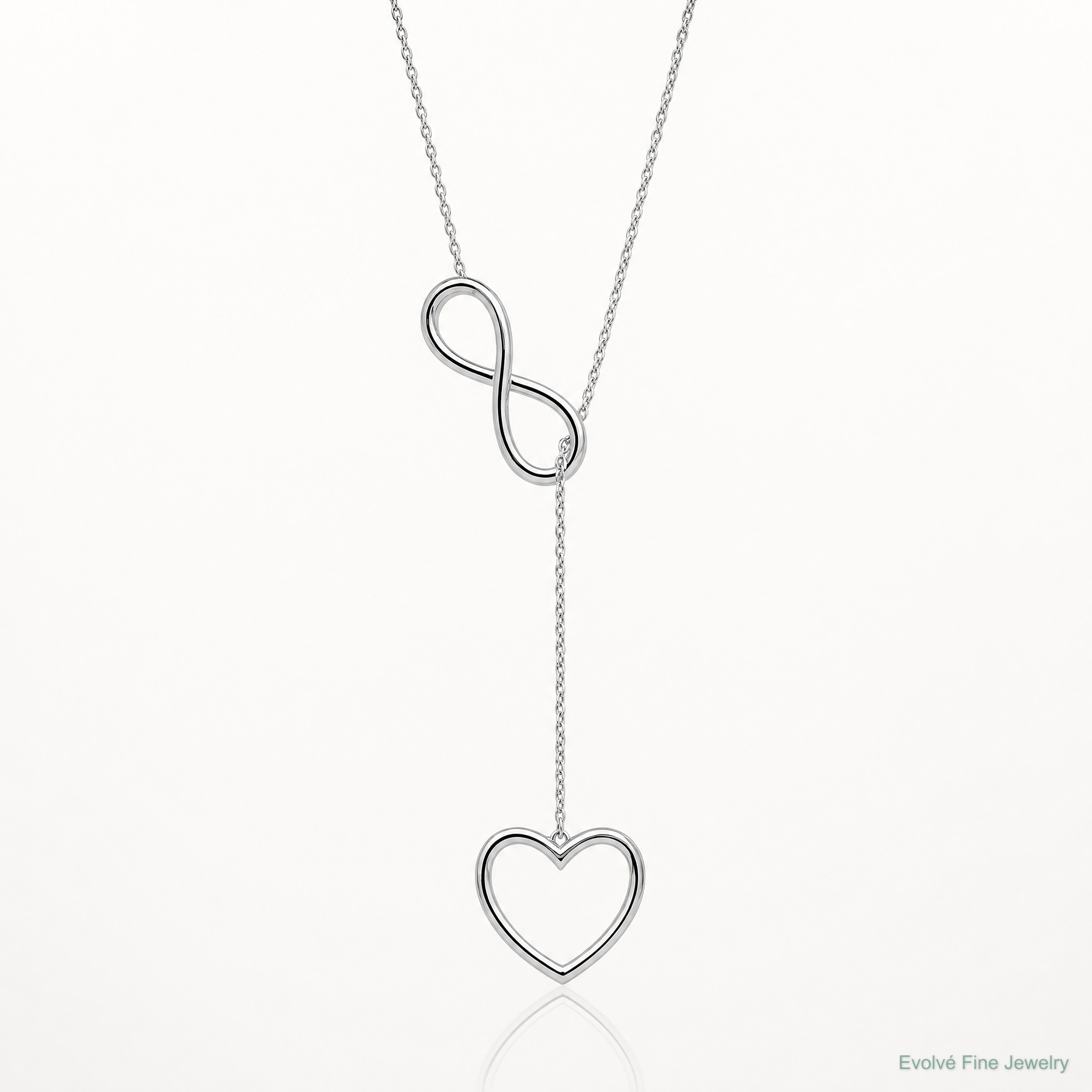 Sterling Silver Rhod-plated Infinity Drop Heart w/2 in ext Necklace - Lifestyle View
