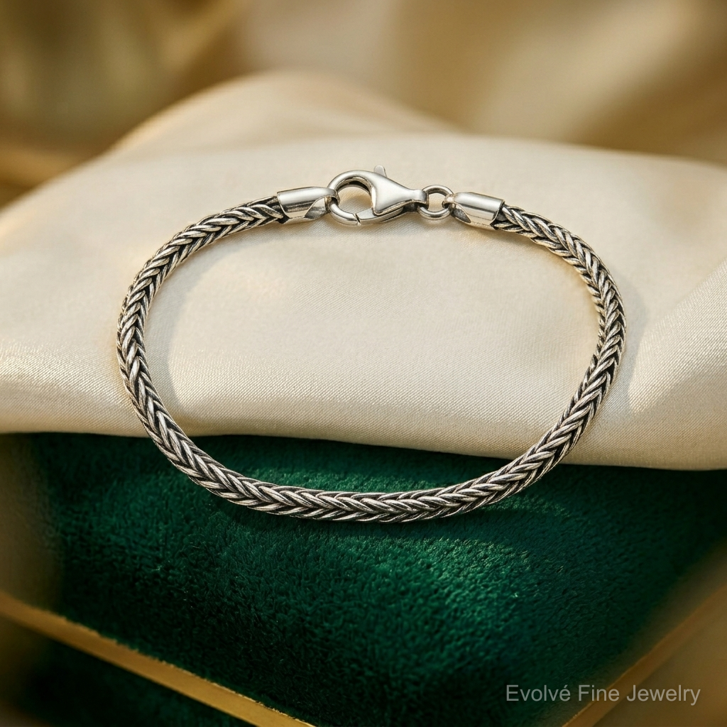 Sterling Silver Antiqued Polished Rope Bracelet - Lifestyle View