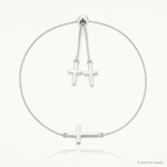 Sterling Silver Polished Cross Adjustable Bracelet - Lifestyle View