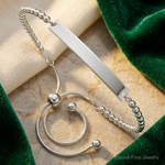 Sterling Silver Polished Beaded Adjustable ID Bracelet - Lifestyle View