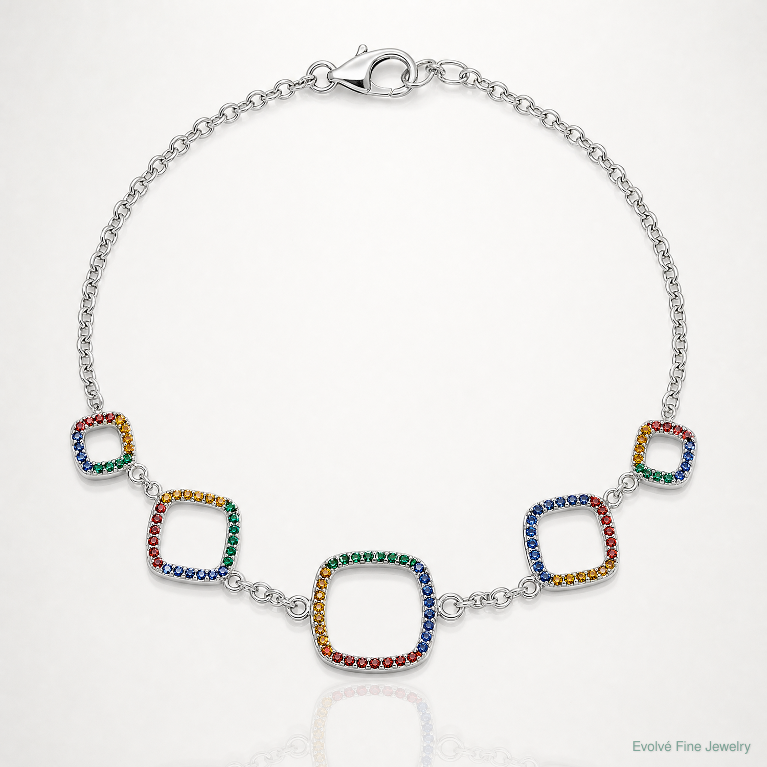 Sterling Silver  w/1in ext RH-plated Multi-color Nano Crystal Bracelet - Lifestyle View