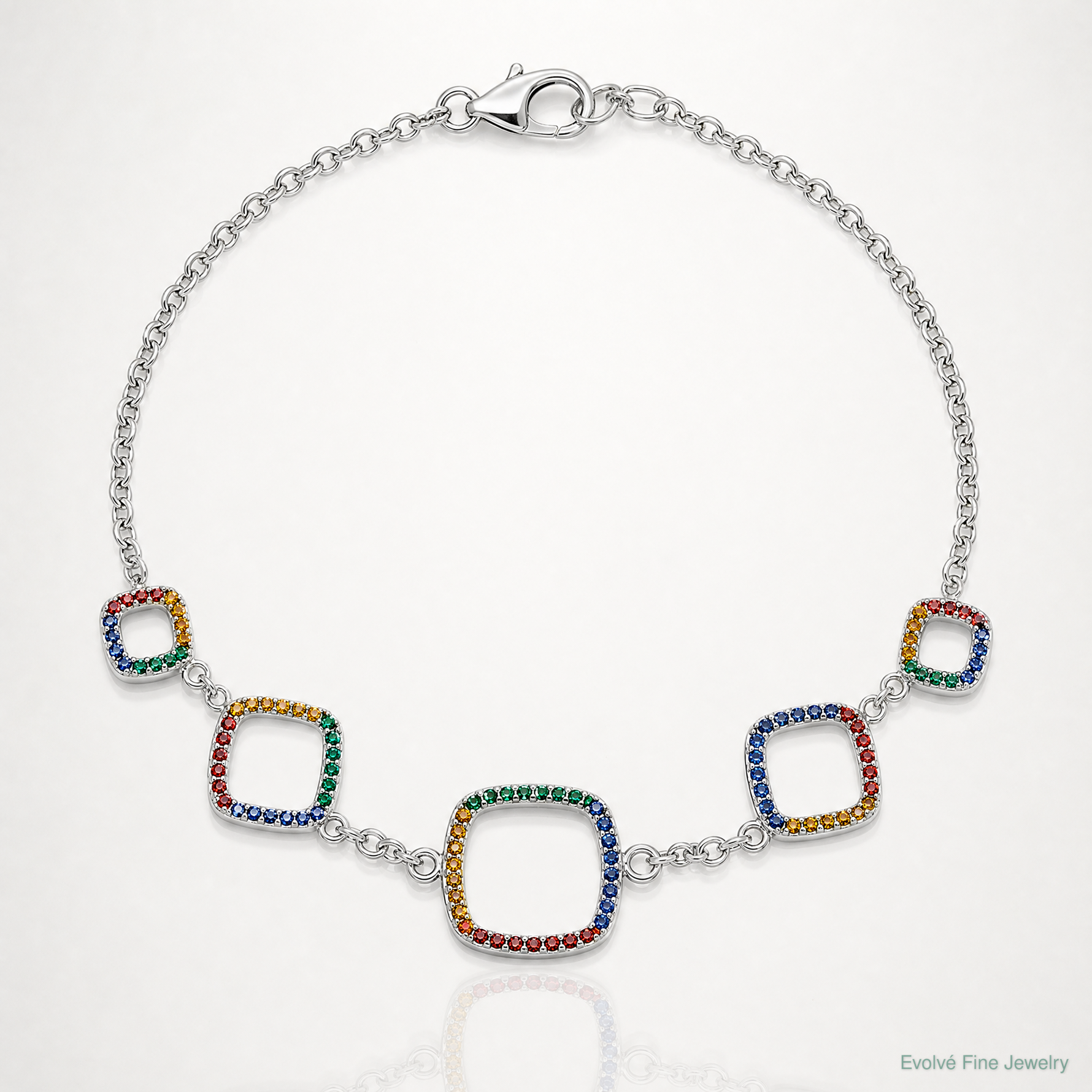 Sterling Silver  w/1in ext RH-plated Multi-color Nano Crystal Bracelet - Lifestyle View