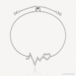 Sterling Silver Polished Rhodium Micro PavÃ© CZ Heartbeat Adj. Bracelet - Lifestyle View