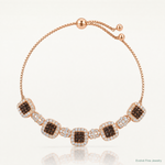 Sterling Silver Rose-tone Black Rhodium-plate Fancy CZ Adjustable Bracelet - Lifestyle View