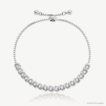 Sterling Silver Polished Rhodium-plated CZ Adjustable Bracelet - Lifestyle View