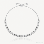 Sterling Silver Polished Rhodium-plated CZ Adjustable Bracelet - Lifestyle View