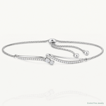 Sterling Silver Polished Rhodium-plated CZ Adjustable Bracelet - Lifestyle View