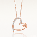 Sterling Silver Polished Rose-tone CZ Heart 18in Necklace - Lifestyle View