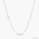 Sterling Silver Medal/Cross w/1.5in ext. Rosary Necklace - Lifestyle View
