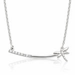 Sterling Silver CZ Dragonfly Bar Necklace - Lifestyle View